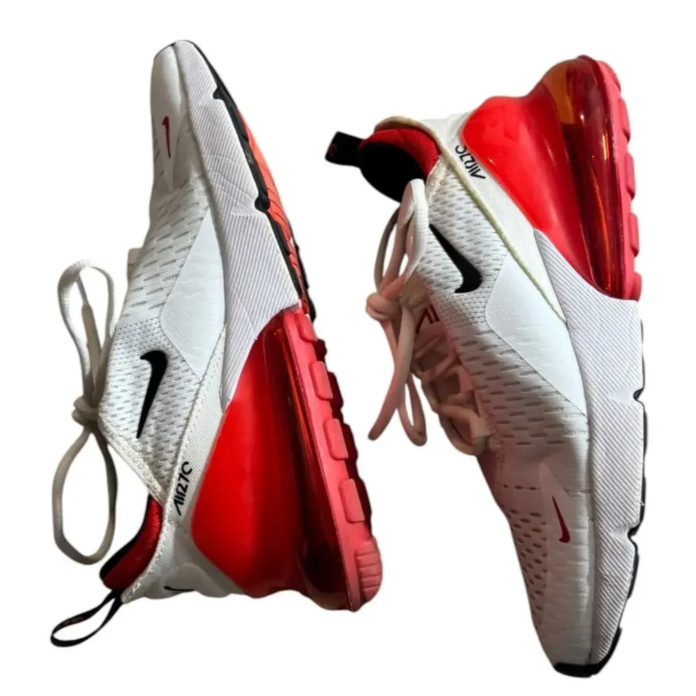 Nike Air Max 270 Sneakers Athletic Shoes Men's 8 White Red Black Mesh Running